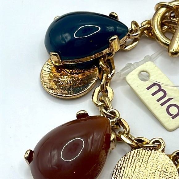 2 Mia Collection Women’s Jewelry Blue Maroon Orange Gold Tone Bracelet Toggle - Picture 8 of 9